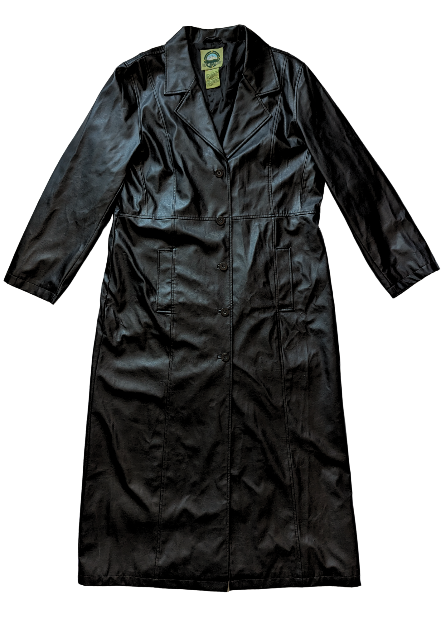 Y2K vintage faux leather trench coat duster