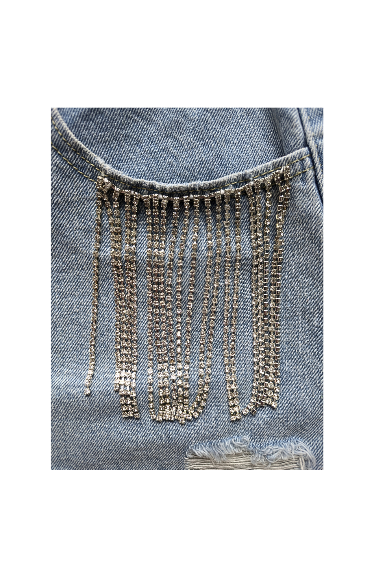 Cider - Denim Rhinestone Shorts